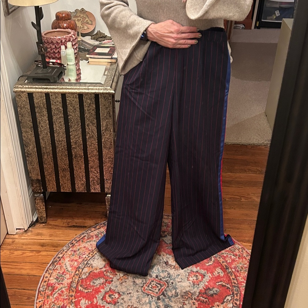 LA LIGNE x Target Sz S big baggy wide leg menswear stripe elastic waist trousers - Picture 5 of 5